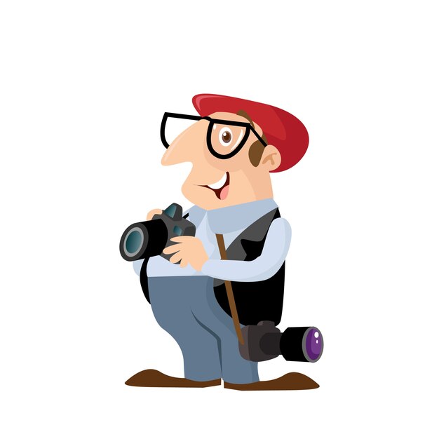 Vector photographer worker picture camera character illustration 