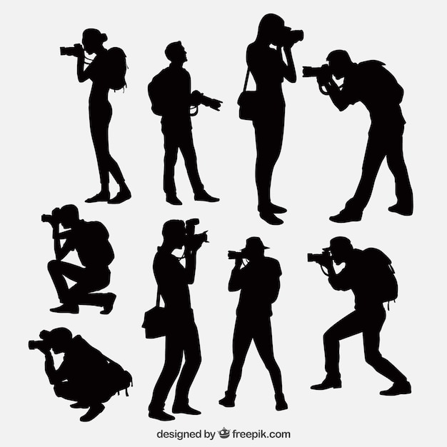 Photographers with camera silhouettes