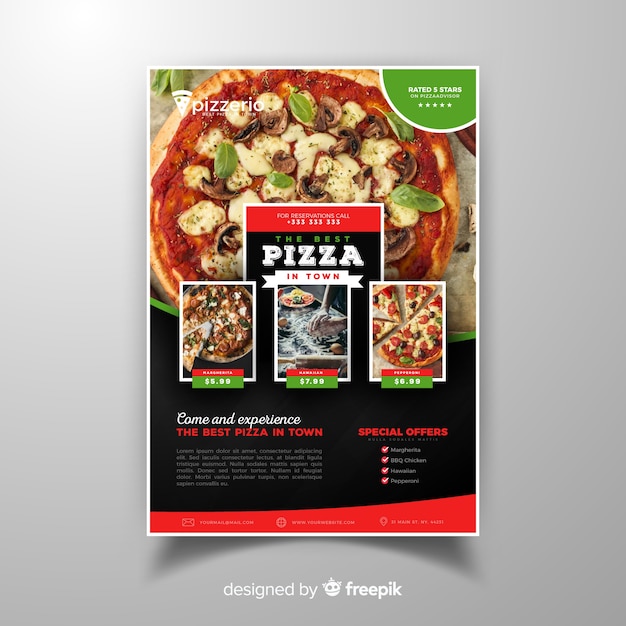 Photographic pizza restaurant flyer