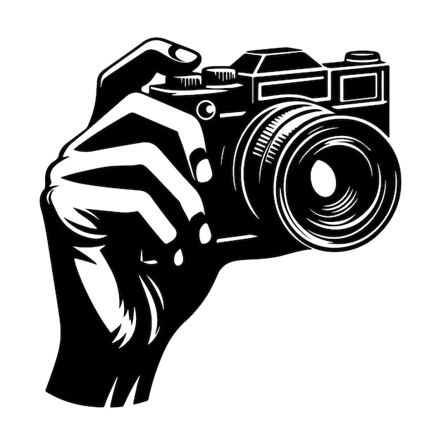 Photographing silhouette vector illustration on white background