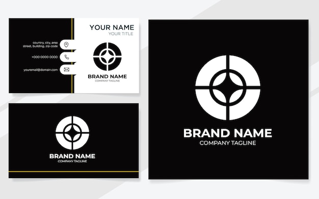 Photography logo with business card Premium Vector