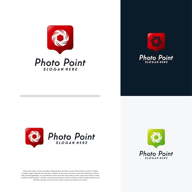 Photography point logo designs vector, Lens Point logo designs template