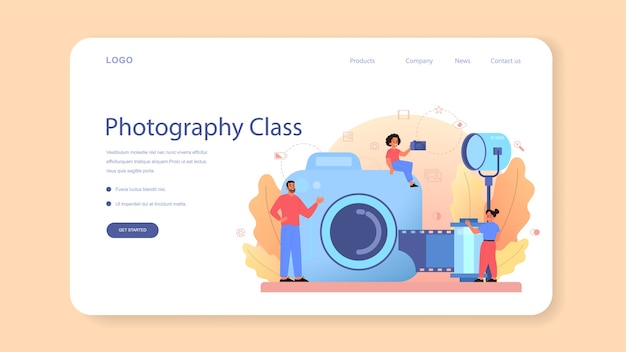 Photography school course web banner or landing page