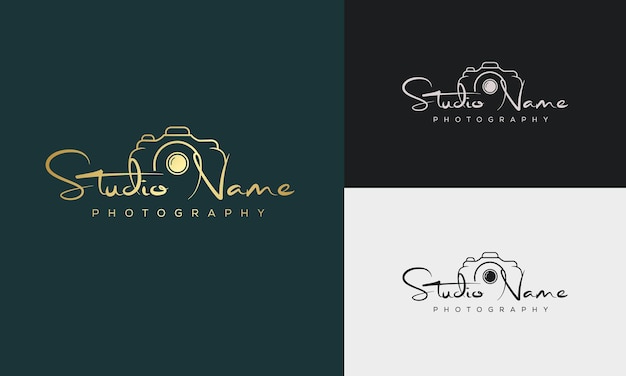 Photography studio logo template photographer company signature logo concept