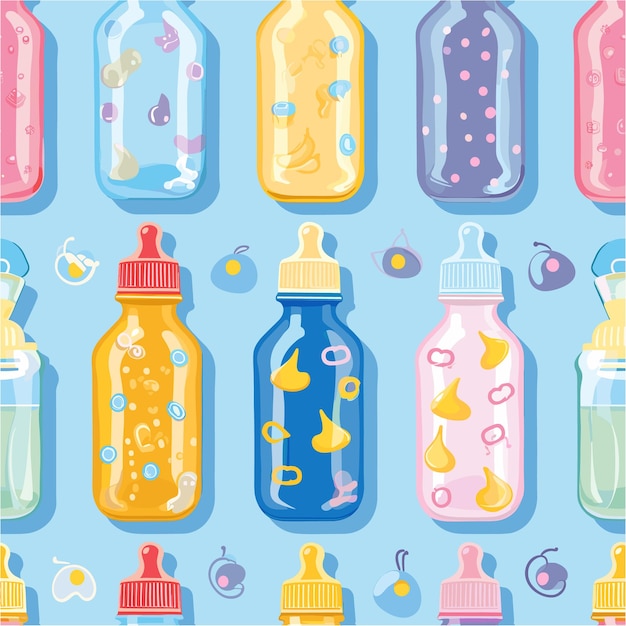 Vector photorealistic baby bottle pattern