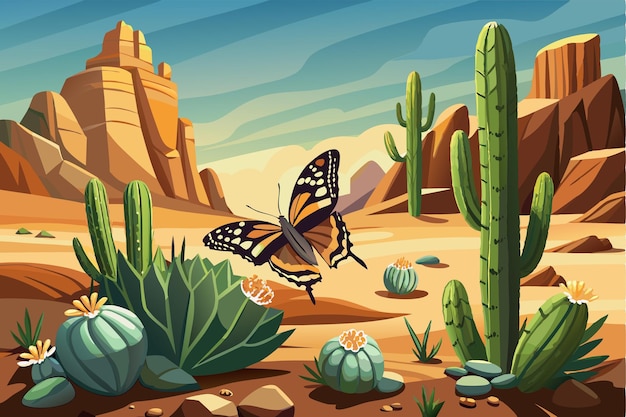 photorealistic depiction of butterfly with cactus perched on fingertip its delicate legs clinging to the skin