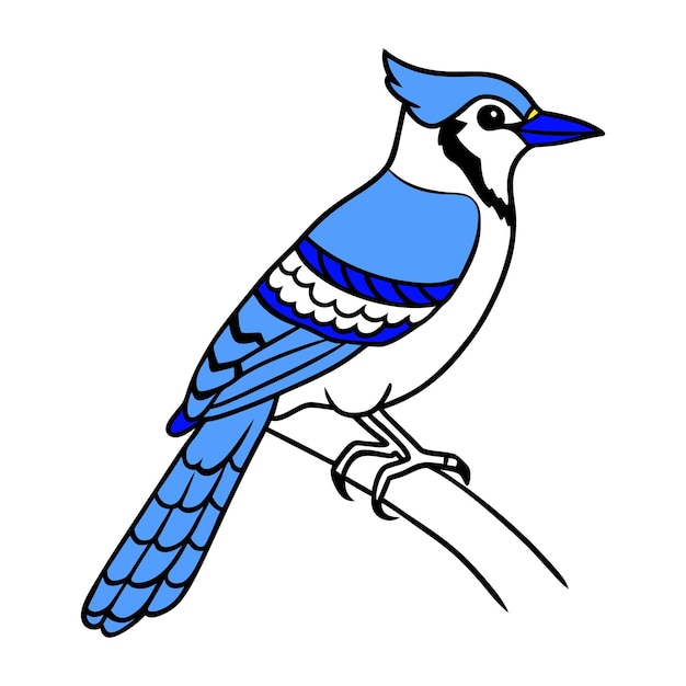 Vector photorealistic organic biomorphism blue jay poll sitting on perch