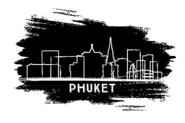 Phuket Thailand City Skyline Silhouette Hand Drawn Sketch