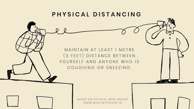 Physical distancing during coronavirus outbreak social template source WHO vector