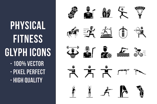 Physical Fitness Glyph Icons