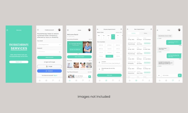 Physiotherapist and osteopathy treatment App Ui Kit Template