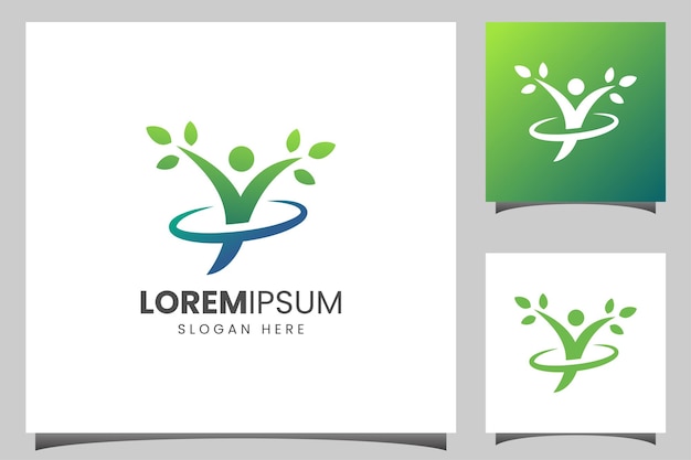 Physiotherapy with people leaf logo design for medical health and physiotherapy Chiropractic and wellness logo