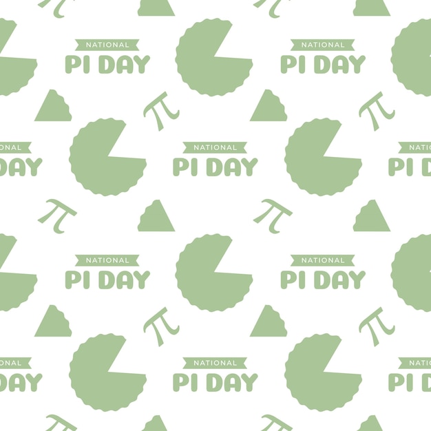 Pi Day Seamless Pattern with Mathematical Constants or Baked Pie in Template Hand Drawn Illustration