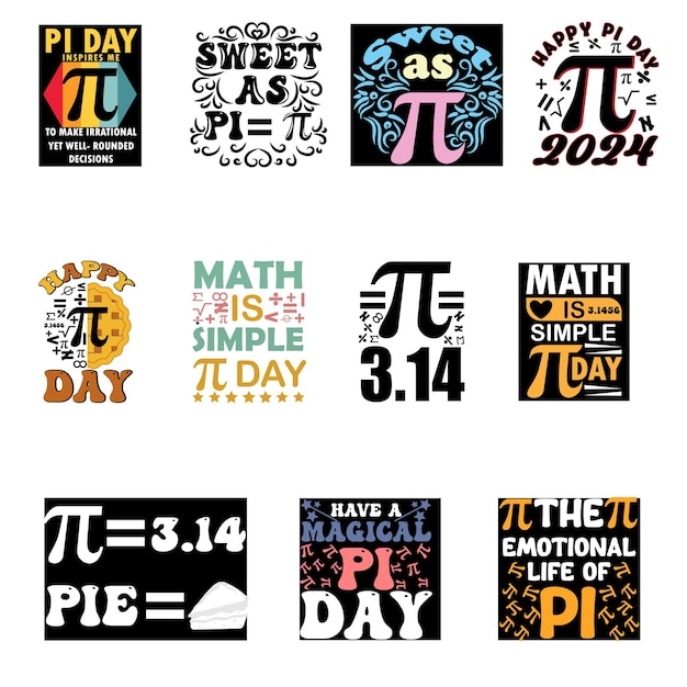 Vector pi day t shirt bundle design vector