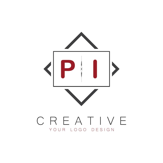 PI initial monogram logo with creative square style design