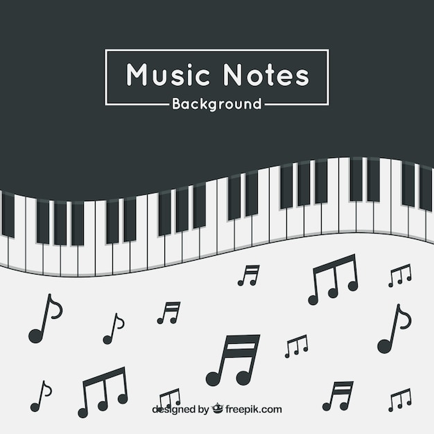 Piano background with music notes