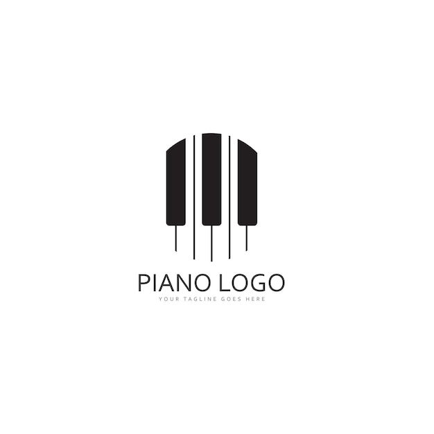 Vector piano keyboard logo design vector template