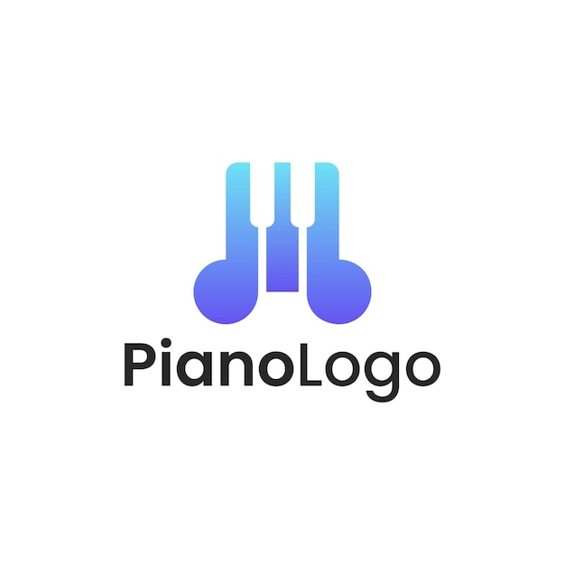 Piano Keyboard with musical note blue gradient colorful Music logo