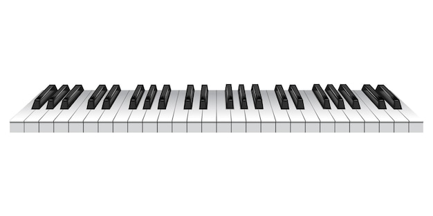 Piano keys Musical instrument keyboard top above view Black and white classic or electric piano keys 3d vector illustration