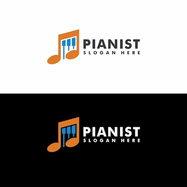 Piano music logo design icon template vector