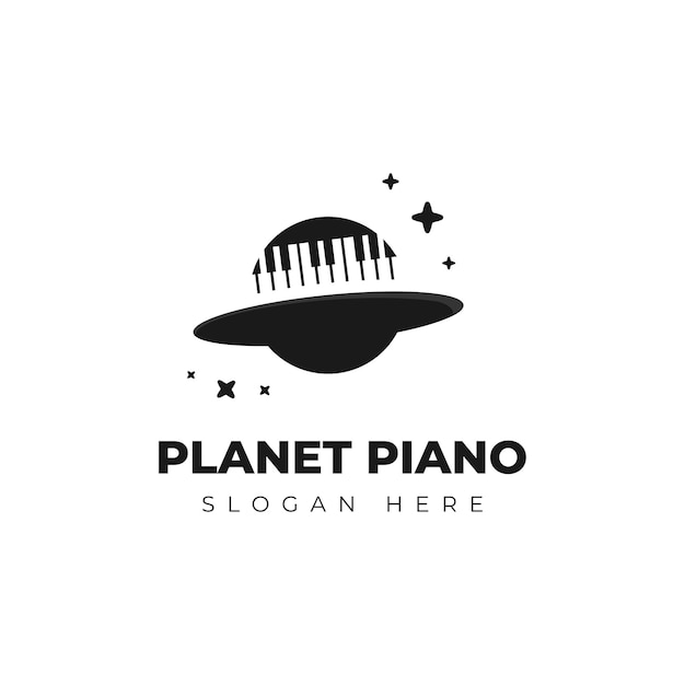 Piano planet logo template design