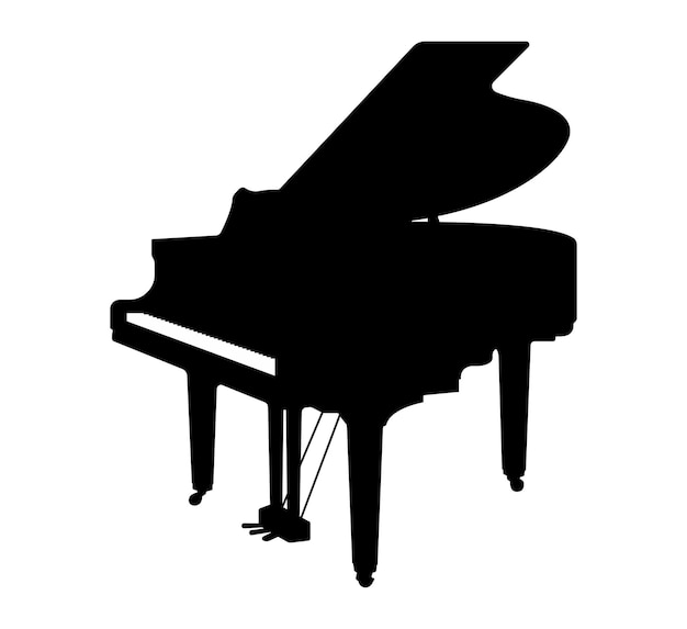 Piano Silhouette, Pianoforte keyboard musical instrument Vector