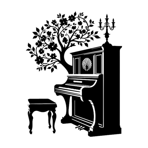 Piano Silhouette vector illustration