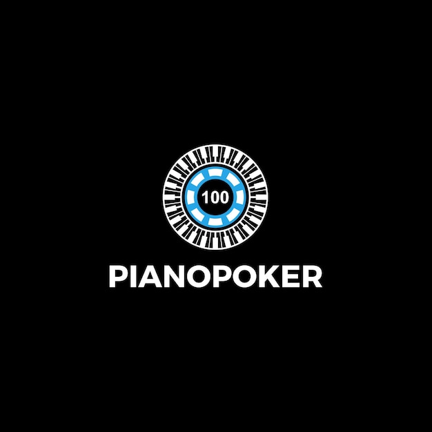 Piano with coin poker logo design inspiration