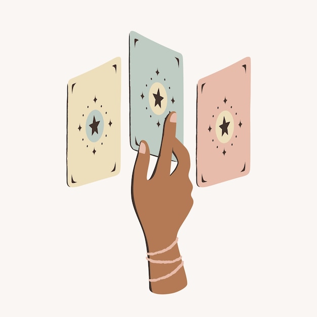 pick a tarot card from array with hand illustration