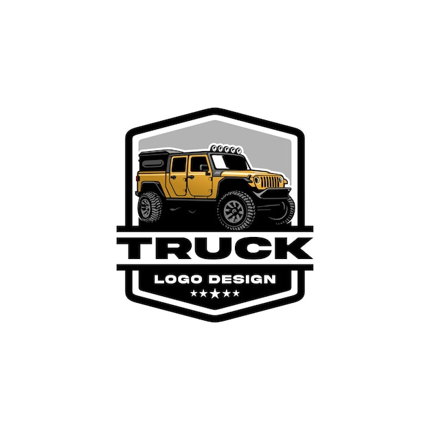 Pick up camper truck logo vector isolated