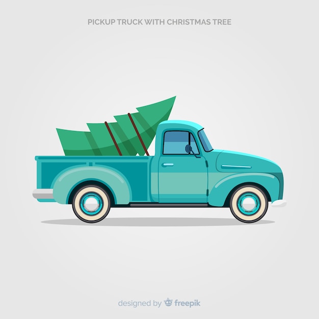 Pick up truck with christmas tree