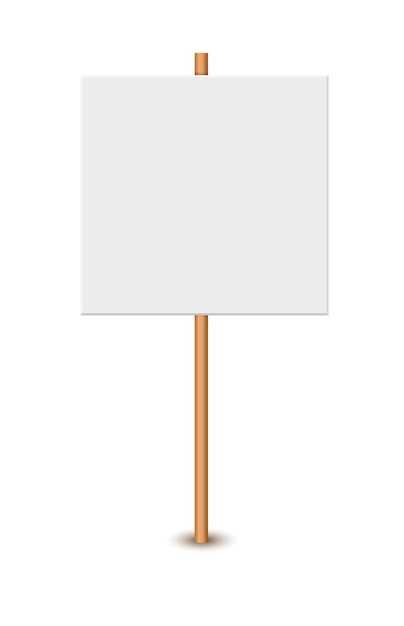 Vector picket sign demonstration banners public transparency protest placard design blank boards with stick