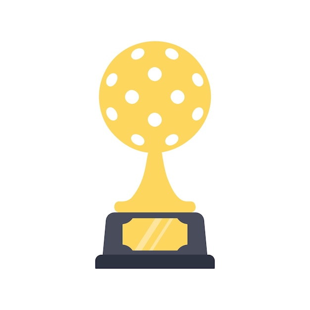 Pickleball ball gold trophy cup award vector illustration on white background