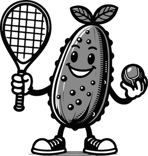 Pickleball Cartoon Vector Illustration on White Background