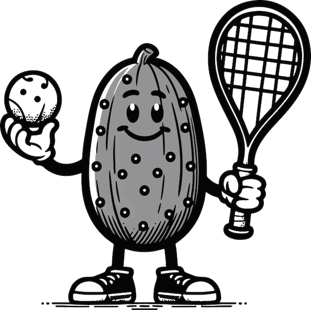 Vector pickleball cartoon vector illustration on white background