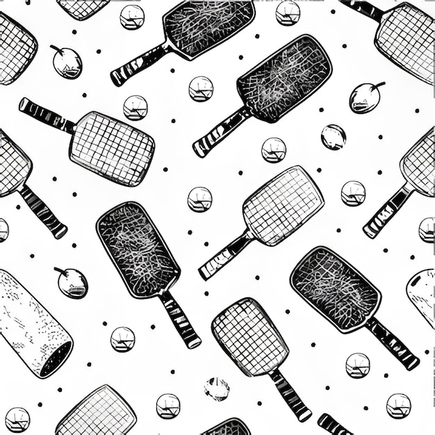 Vector pickleball paddle seamless pattern