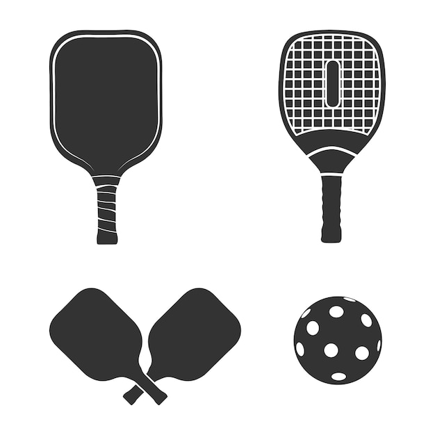 Pickleball racket and ball silhouette Pickleball paddles silhouette Pickleball ball silhouette