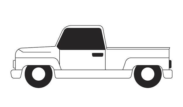 Vector pickup truck black and white 2d line cartoon object pick up truck farm isolated vector outline item old fashioned car side view countryside farmer vehicle monochromatic flat spot illustration