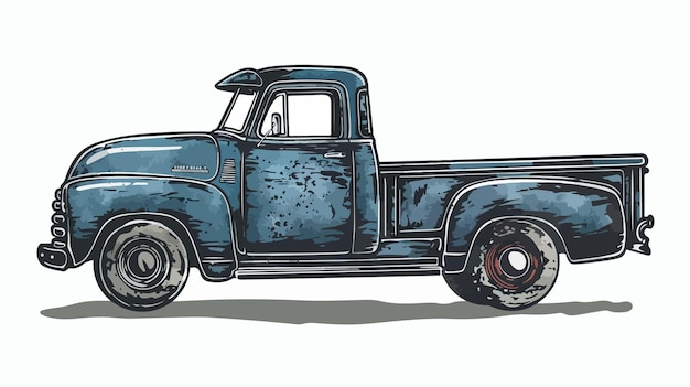 Vector pickup truck chalk icon in flat vector style