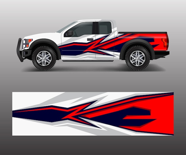 Pickup truck graphic vector abstract shape with grunge design for vehicle vinyl wrap