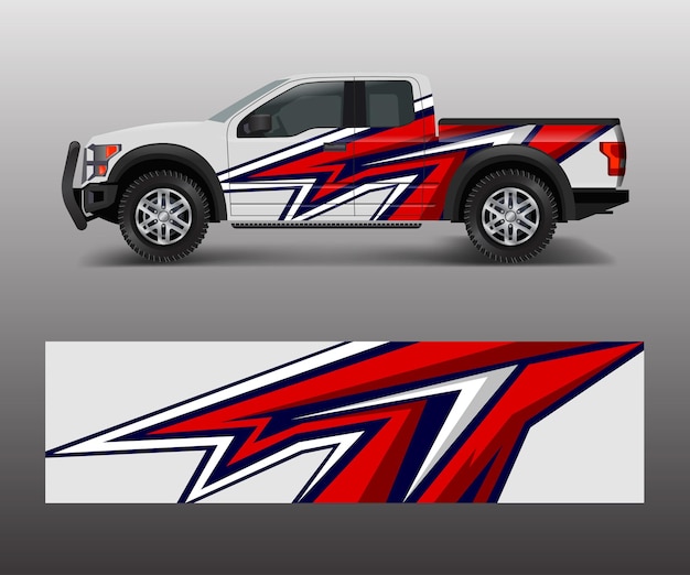 Pickup truck graphic vector abstract shape with grunge design for vehicle vinyl wrap