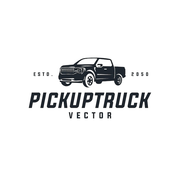 Pickup truck logo illustrationhand drawn style