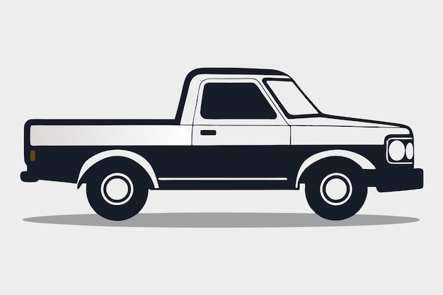 Pickup truck silhouette vector art white background