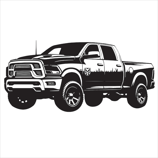 Pickup Truck silhouette vector on a white background