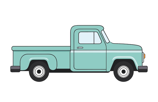 Pickup Truck Vector illustration outline isolated on a white background