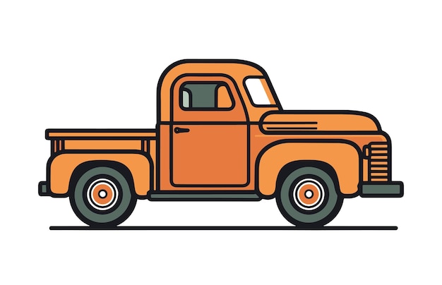 Pickup Truck Vector illustration outline isolated on a white background