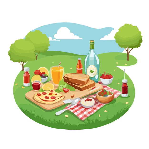 Vector picnic drawing vector