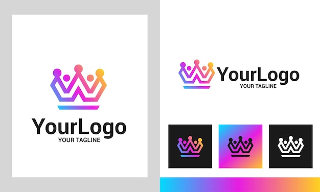 Pictorial logo with combination of crown and people illustration