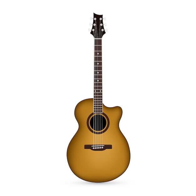 Picture of acoustic guitar  on white background