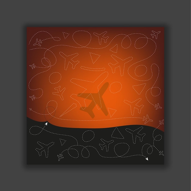 A picture of an airplane with a black background and a red background